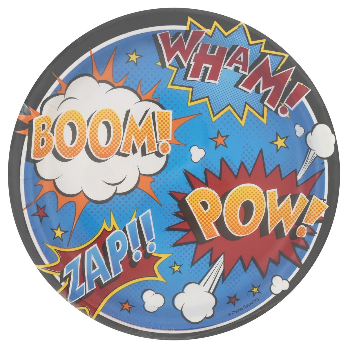 slide 12 of 12, Celebrations Creative Converting Superhero Slogn Dinner Plates, 8 ct