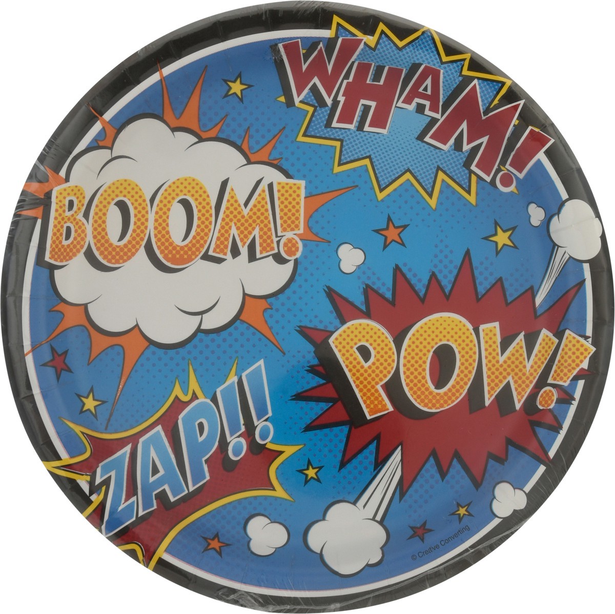 slide 6 of 12, Celebrations Creative Converting Superhero Slogn Dinner Plates, 8 ct