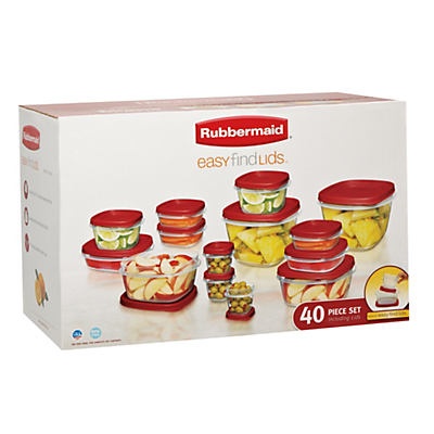 slide 1 of 1, Rubbermaid Easy Find Lids Food Storage Container Set with Red Lids, 40 ct