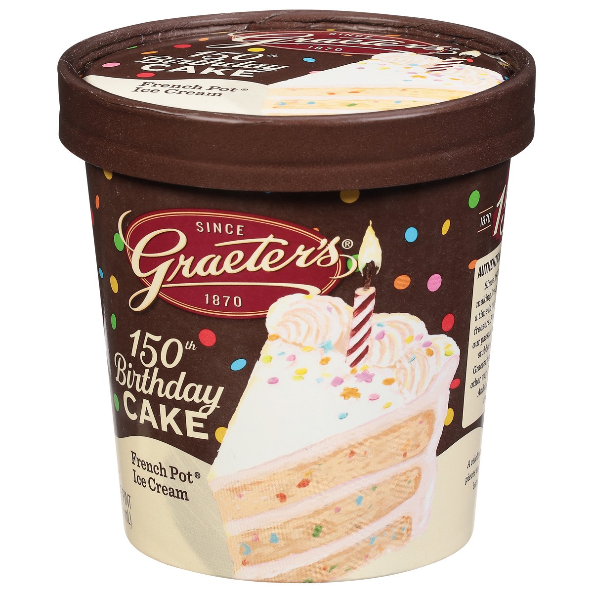 slide 9 of 9, Graeter's French Pot 150th Birthday Cake Ice Cream 1 pt, 1 pint