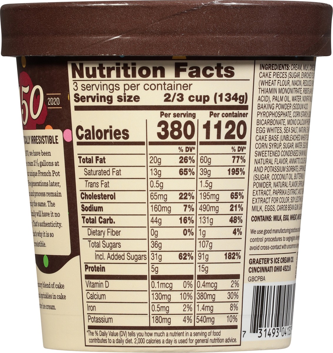 slide 2 of 9, Graeter's French Pot 150th Birthday Cake Ice Cream 1 pt, 1 pint