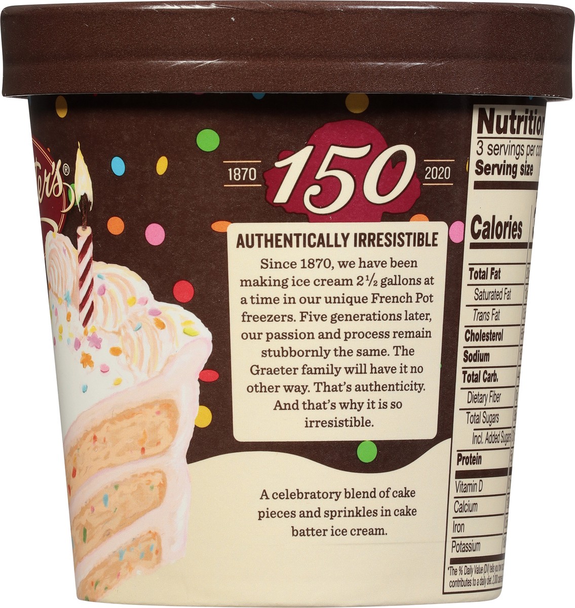 slide 4 of 9, Graeter's French Pot 150th Birthday Cake Ice Cream 1 pt, 1 pint