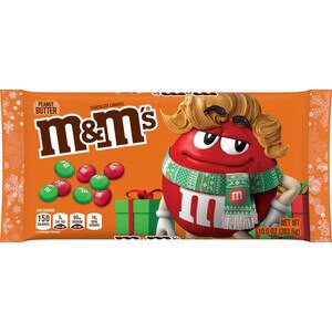 slide 1 of 1, M&M's Holiday Peanut Butter Milk Chocolate Candy Christmas Assortment Bag, 10 Oz, 10 oz