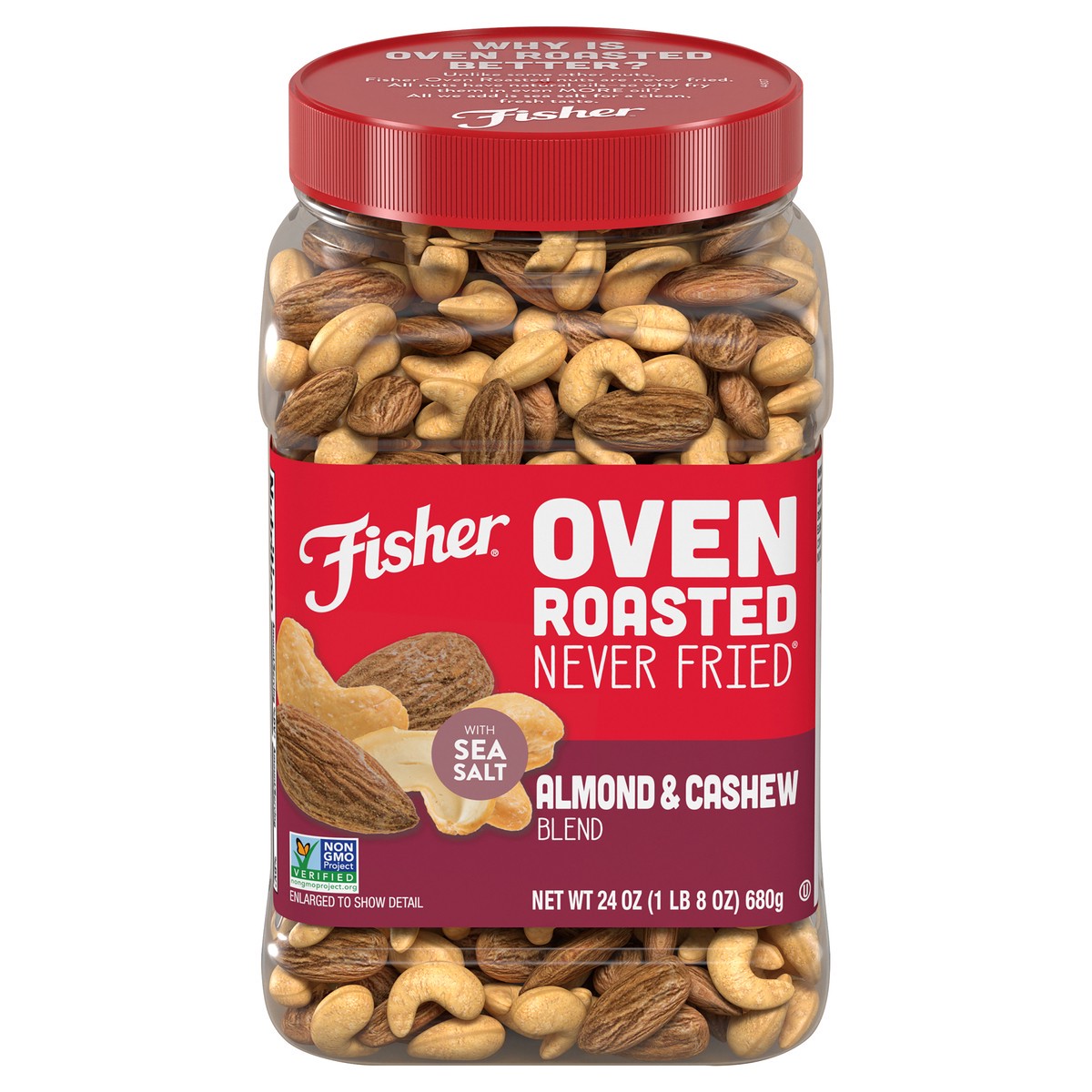 slide 9 of 14, Fisher Oven Roasted Almond & Cashew Blend, 24 oz