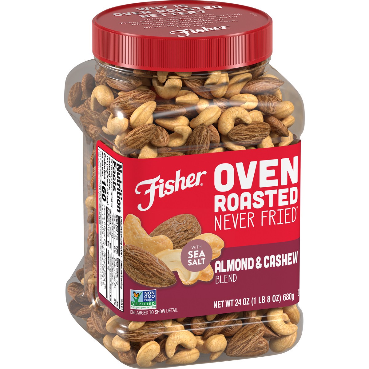 slide 12 of 14, Fisher Oven Roasted Almond & Cashew Blend, 24 oz