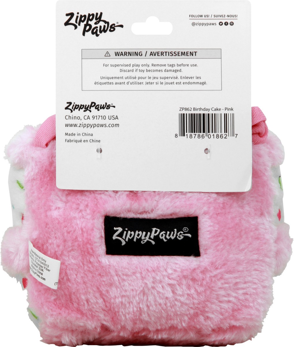 slide 6 of 8, Zippy Paws Nomnomz Squeaky Plush Birthday Cake Pink Dog Toy 1 ea, 1 ct