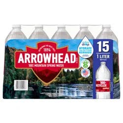 ARROWHEAD Brand 100% Mountain Spring Water, 1-Liter plastic bottles (Pack of 15)