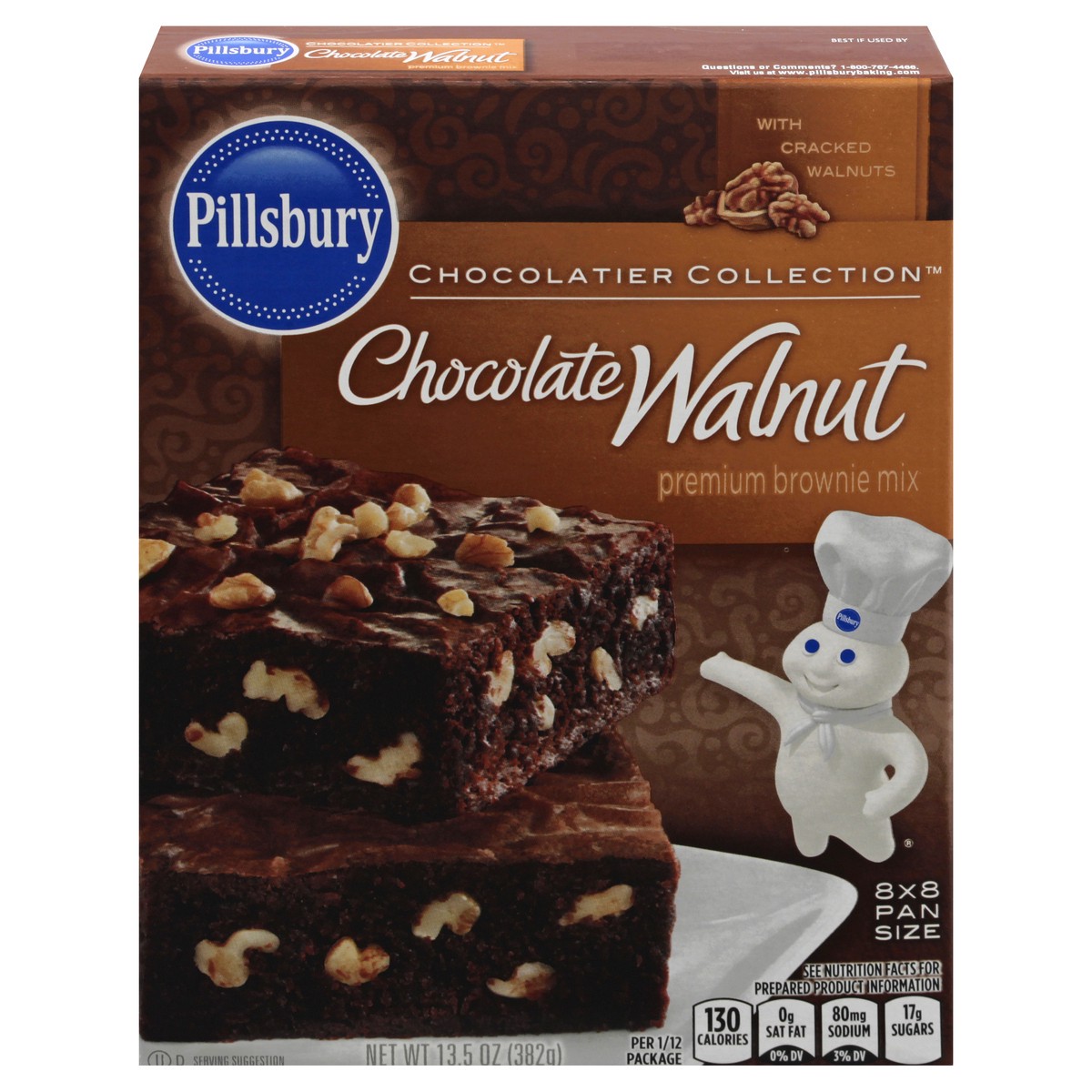 slide 1 of 10, Pillsbury Brownie Mix, Premium, Chocolate Walnut, 13.5 oz