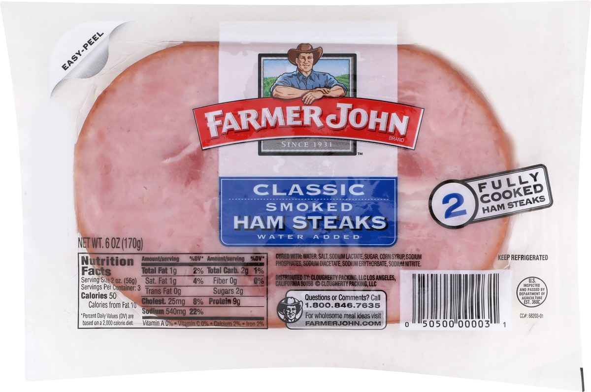 slide 3 of 13, Farmer John Classic Smoked Ham Steaks 6 oz, 6 oz