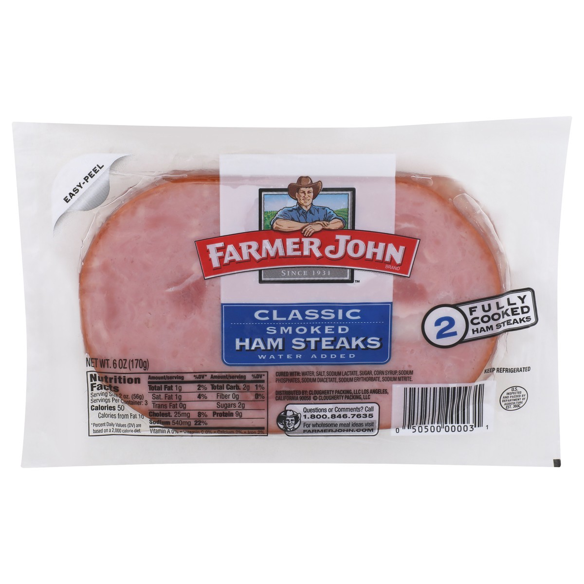 slide 1 of 13, Farmer John Classic Smoked Ham Steaks 6 oz, 6 oz