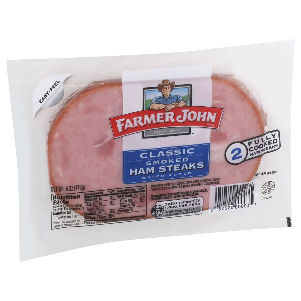 slide 11 of 13, Farmer John Classic Smoked Ham Steaks 6 oz, 6 oz
