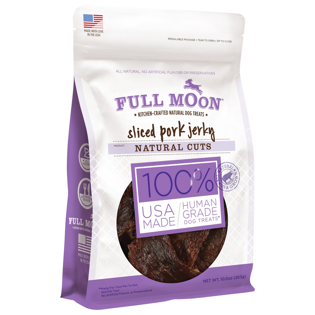 slide 4 of 5, Full Moon Natural Cuts Pork Jerky, 10 oz