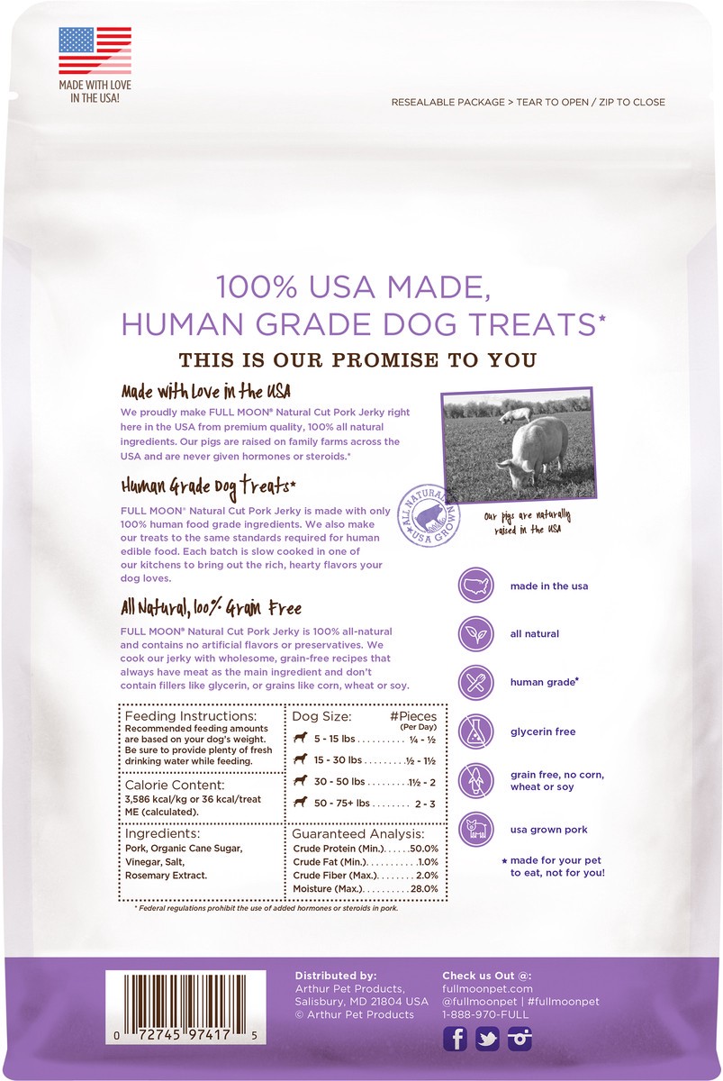 slide 3 of 5, Full Moon Natural Cuts Pork Jerky, 10 oz