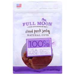 FULL MOON All Natural Human Grade Dog Treats, Natural Cut Jerky, Sliced Pork, 10 Ounce