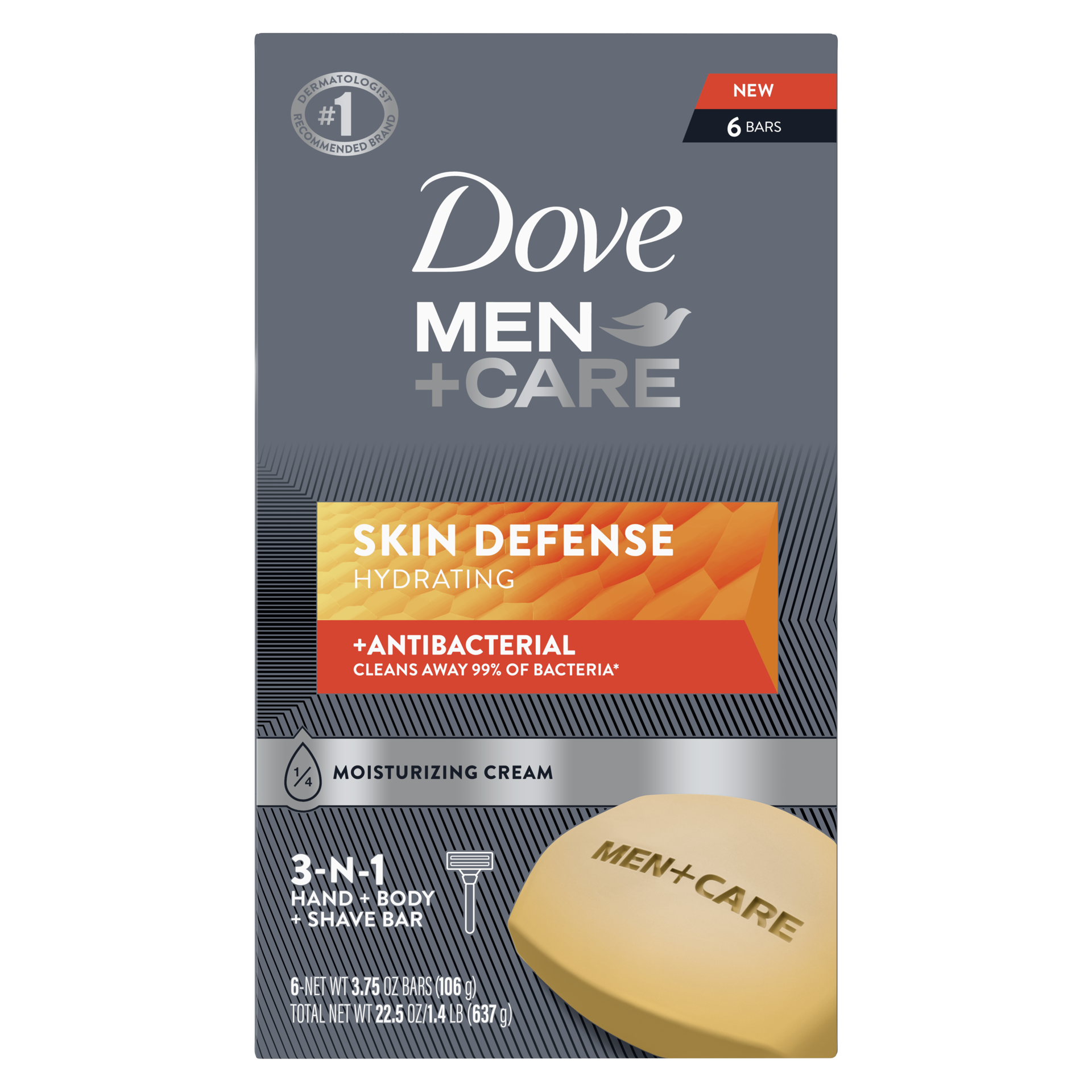 slide 2 of 4, Dove Men+Care Soap Bar Skin Defense, 3.75 oz, 6 Count, 6 ct