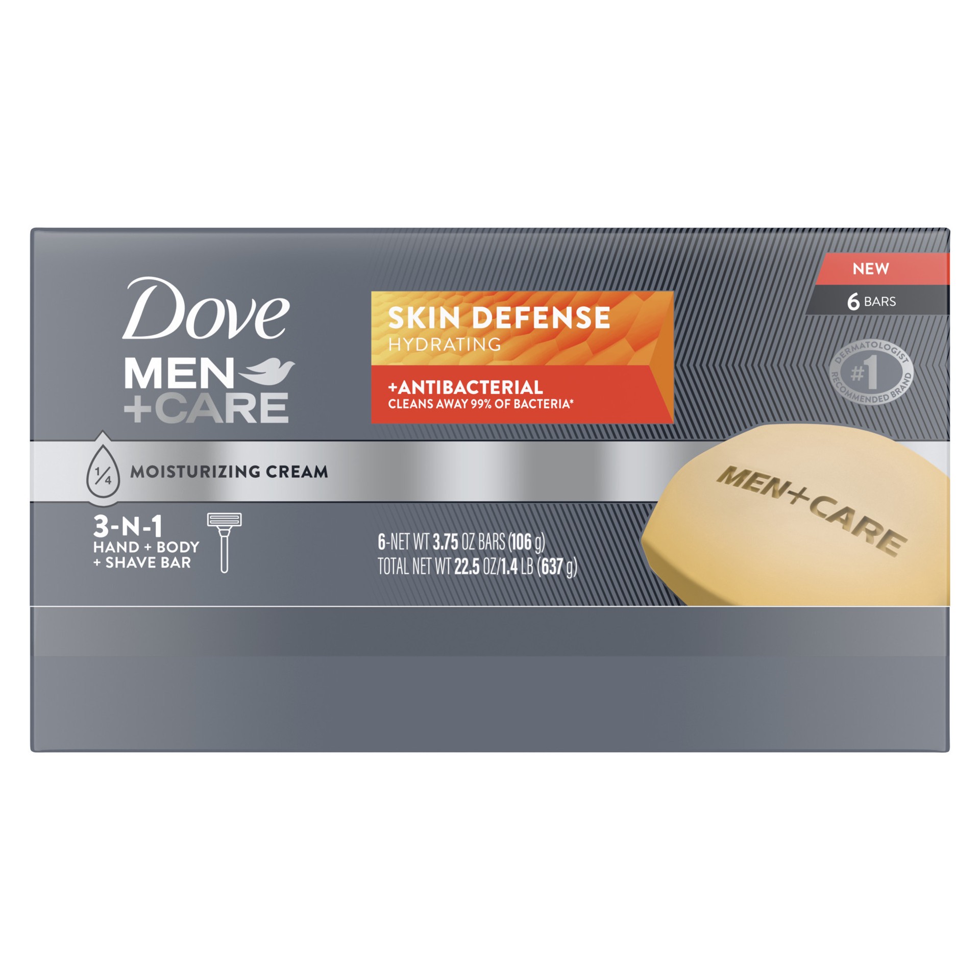 slide 3 of 4, Dove Men+Care Soap Bar Skin Defense, 3.75 oz, 6 Count, 6 ct