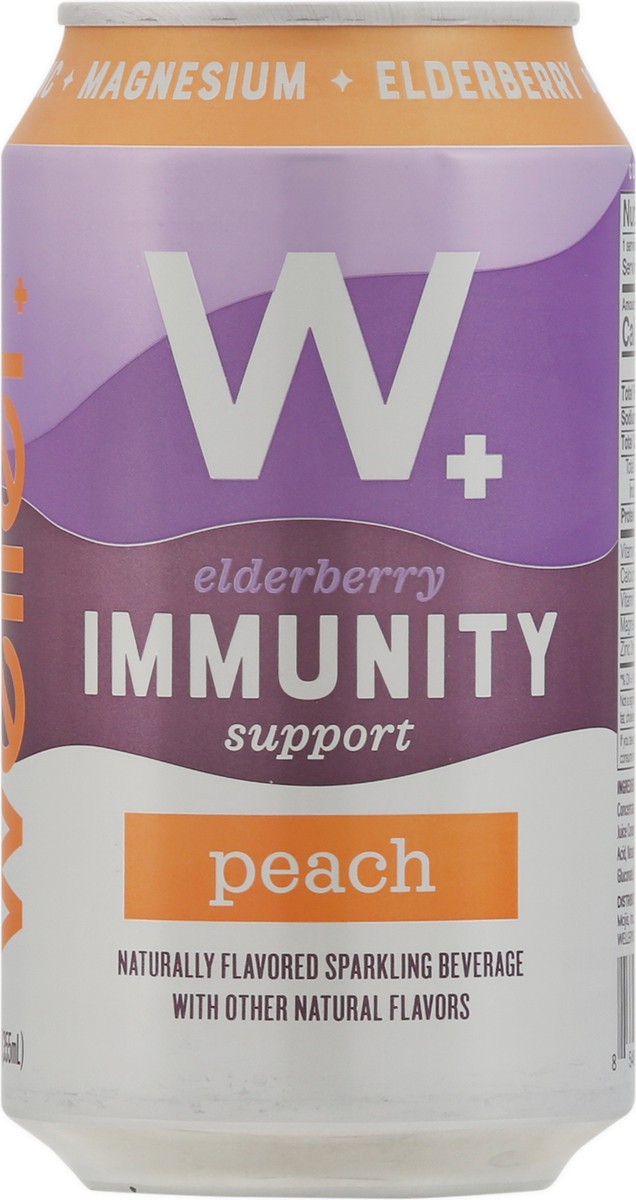 slide 4 of 9, W+ Elderberry Immunity Support Peach Sparkling Beverage - 12 fl oz, 12 fl oz