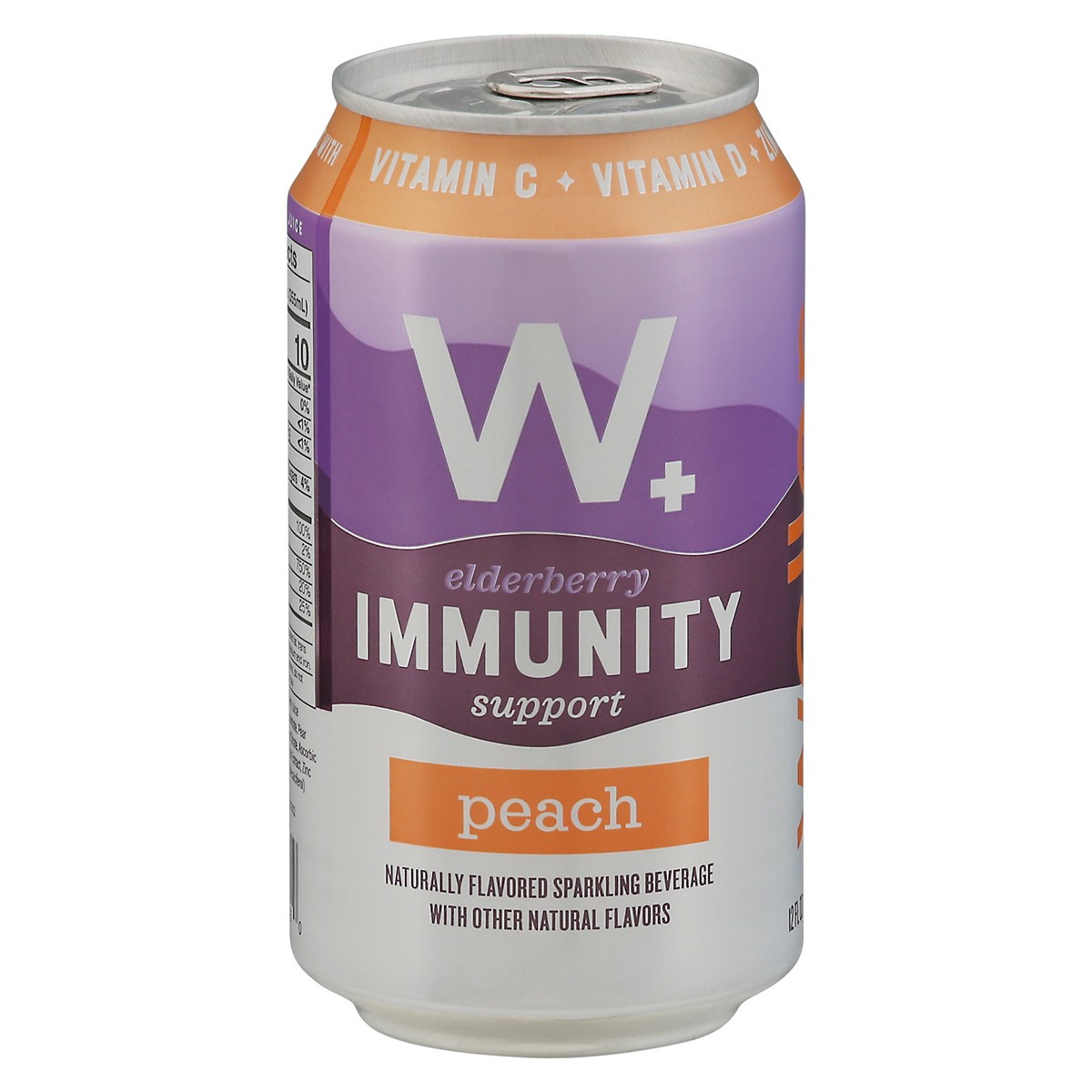 slide 1 of 9, W+ Elderberry Immunity Support Peach Sparkling Beverage - 12 fl oz, 12 fl oz