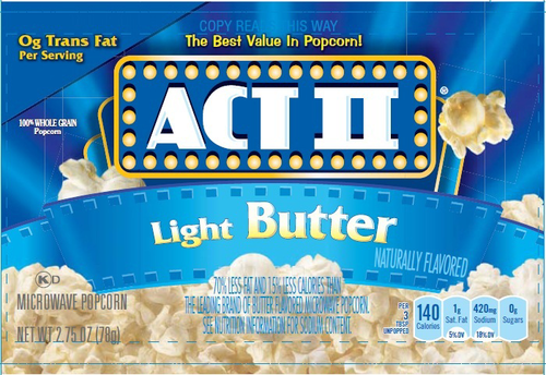 slide 1 of 1, ACT II Light Btr Popcorn, 2.75 oz