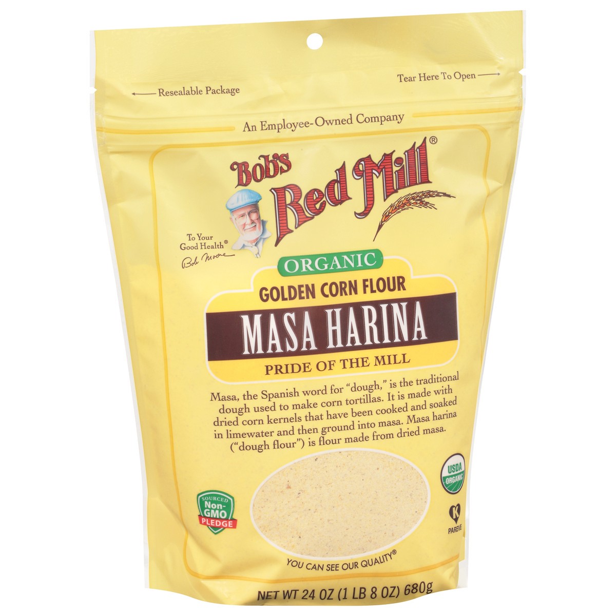 slide 2 of 9, Bob's Red Mill Masa Harina Organic Golden Corn Flour 24 oz, 