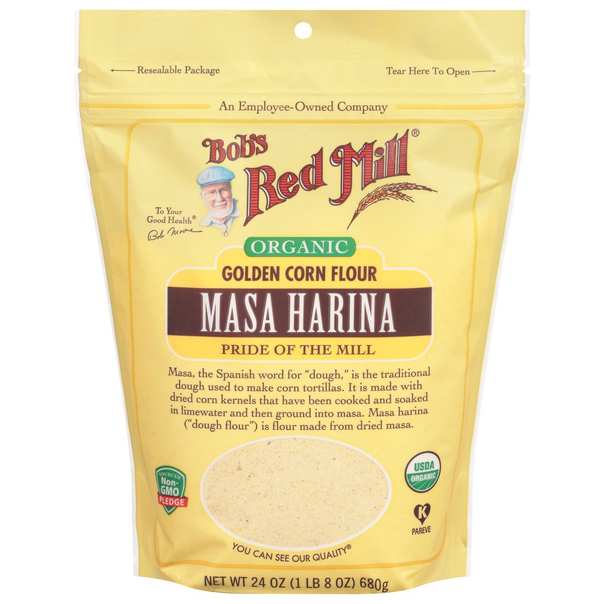 slide 1 of 9, Bob's Red Mill Masa Harina Organic Golden Corn Flour 24 oz, 