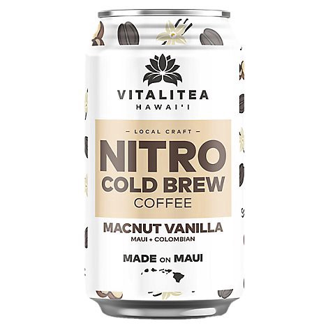 slide 1 of 1, Vitalitea Nitro Cold Brew Coffee Mac Nut Vanilla, 12 oz