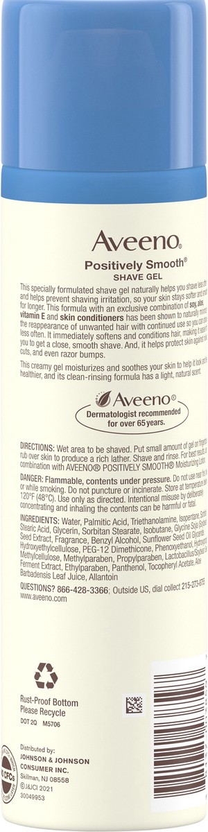 slide 6 of 7, Aveeno Positively Smooth Moisturizing Shave Gel with Soy, Aloe & Vitamin E helps Prevent Nicks, Cuts & Razor Bumps, Creamy Shave Gel for a Close, Smooth Shave, Lightly Fragranced, 7 oz, 7 oz