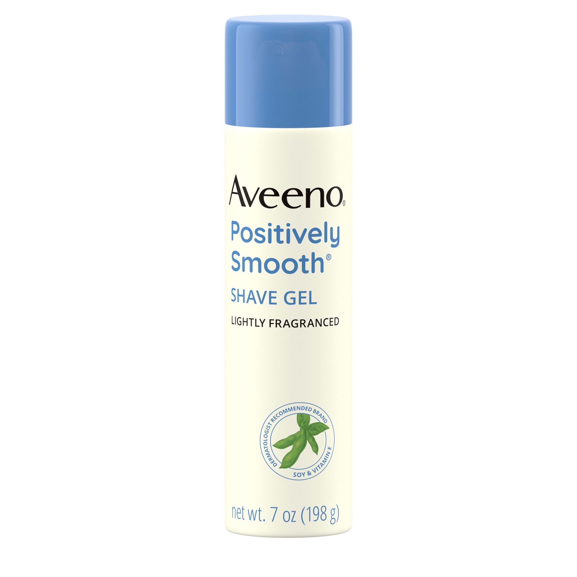 slide 1 of 7, Aveeno Positively Smooth Moisturizing Shave Gel with Soy, Aloe & Vitamin E helps Prevent Nicks, Cuts & Razor Bumps, Creamy Shave Gel for a Close, Smooth Shave, Lightly Fragranced, 7 oz, 7 oz