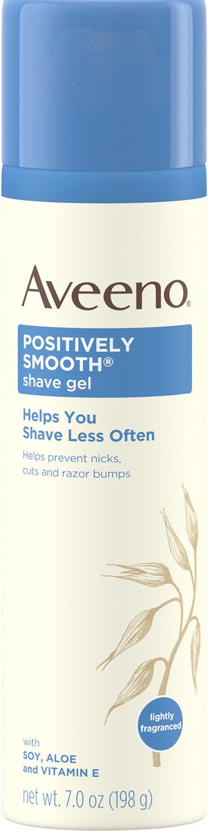 slide 4 of 7, Aveeno Positively Smooth Moisturizing Shave Gel with Soy, Aloe & Vitamin E helps Prevent Nicks, Cuts & Razor Bumps, Creamy Shave Gel for a Close, Smooth Shave, Lightly Fragranced, 7 oz, 7 oz
