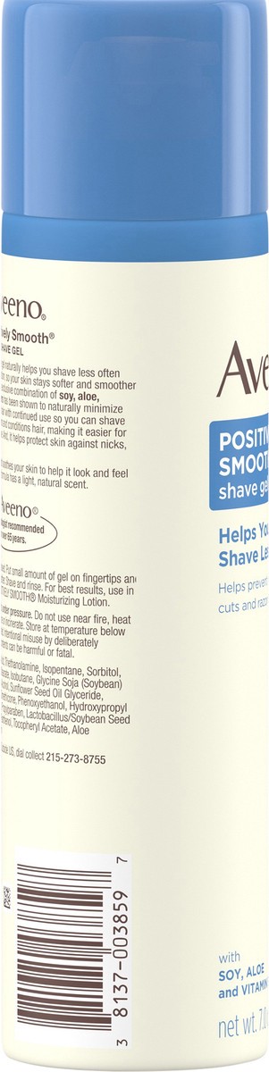 slide 3 of 7, Aveeno Positively Smooth Moisturizing Shave Gel with Soy, Aloe & Vitamin E helps Prevent Nicks, Cuts & Razor Bumps, Creamy Shave Gel for a Close, Smooth Shave, Lightly Fragranced, 7 oz, 7 oz
