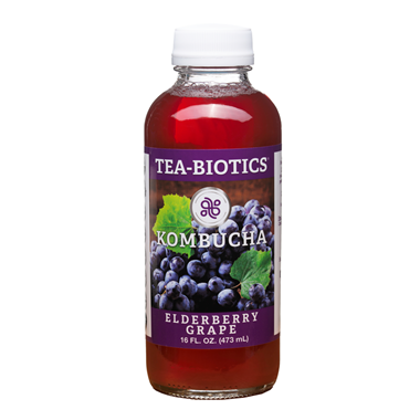 slide 1 of 1, Tea-Biotics Organic Kombucha Elderberry Grape, 16 fl oz