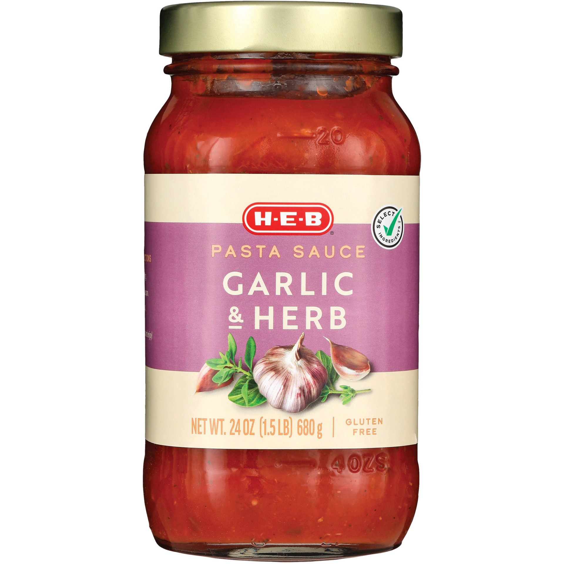 slide 1 of 1, H-E-B Garlic & Herb Pasta Sauce, 24 oz