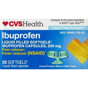 slide 1 of 1, Cvs Health Ibuprofen 200 Mg Liquid Filled Softgels, 20 Ct, 1 ct