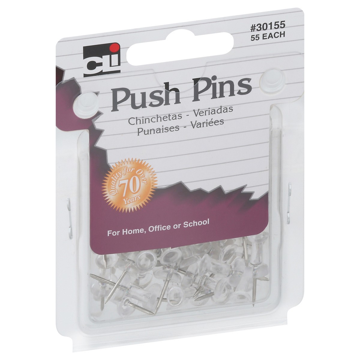 slide 5 of 12, CLi Push Pins 55 ea, 55 ct