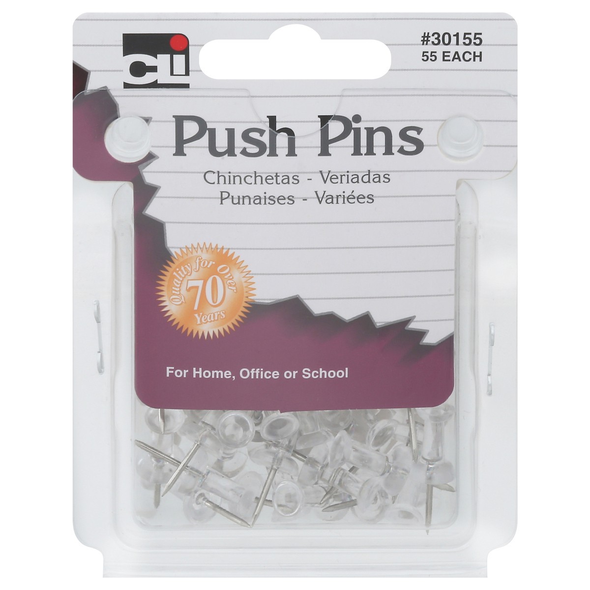 slide 1 of 12, CLi Push Pins 55 ea, 55 ct
