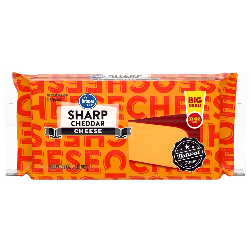 slide 1 of 2, Kroger Sharp Cheddar Cheese Bar, 32 oz