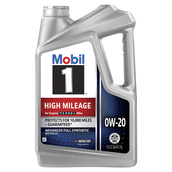 slide 1 of 1, Mobil 1 High Mileage Synthetic Oil 0W, 5 qt