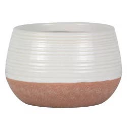 Joy Of Gardening Brinn Planter - Faux Terracotta/White