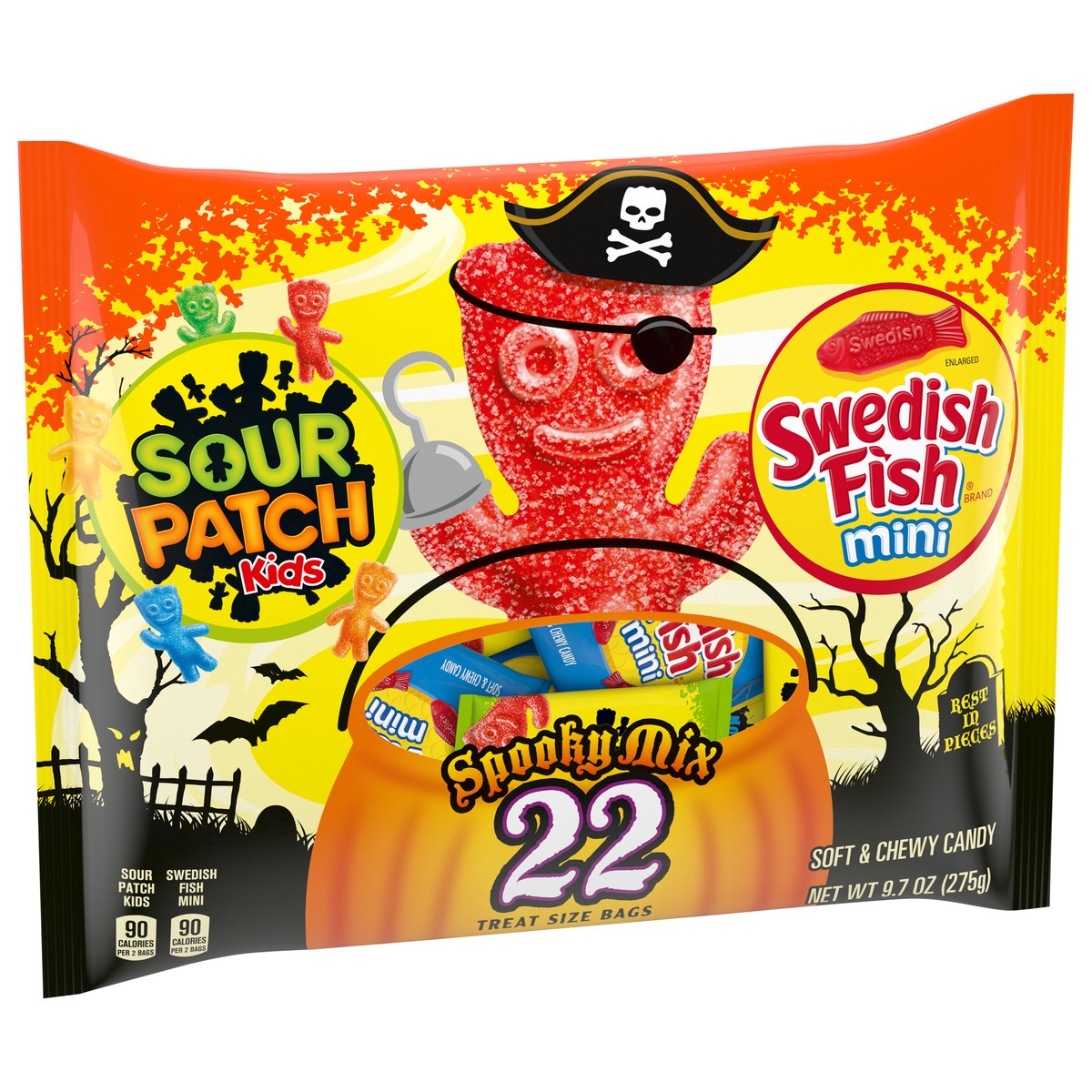 slide 8 of 9, Sour Patch/Swedish Fish Red SOUR PATCH KIDS & SWEDISH FISH Mini Halloween Candy Variety Pack, 22 Trick or Treat Bags,