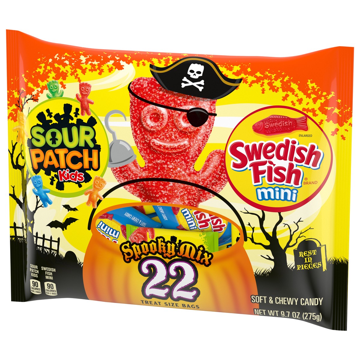 slide 9 of 9, Sour Patch/Swedish Fish Red SOUR PATCH KIDS & SWEDISH FISH Mini Halloween Candy Variety Pack, 22 Trick or Treat Bags,