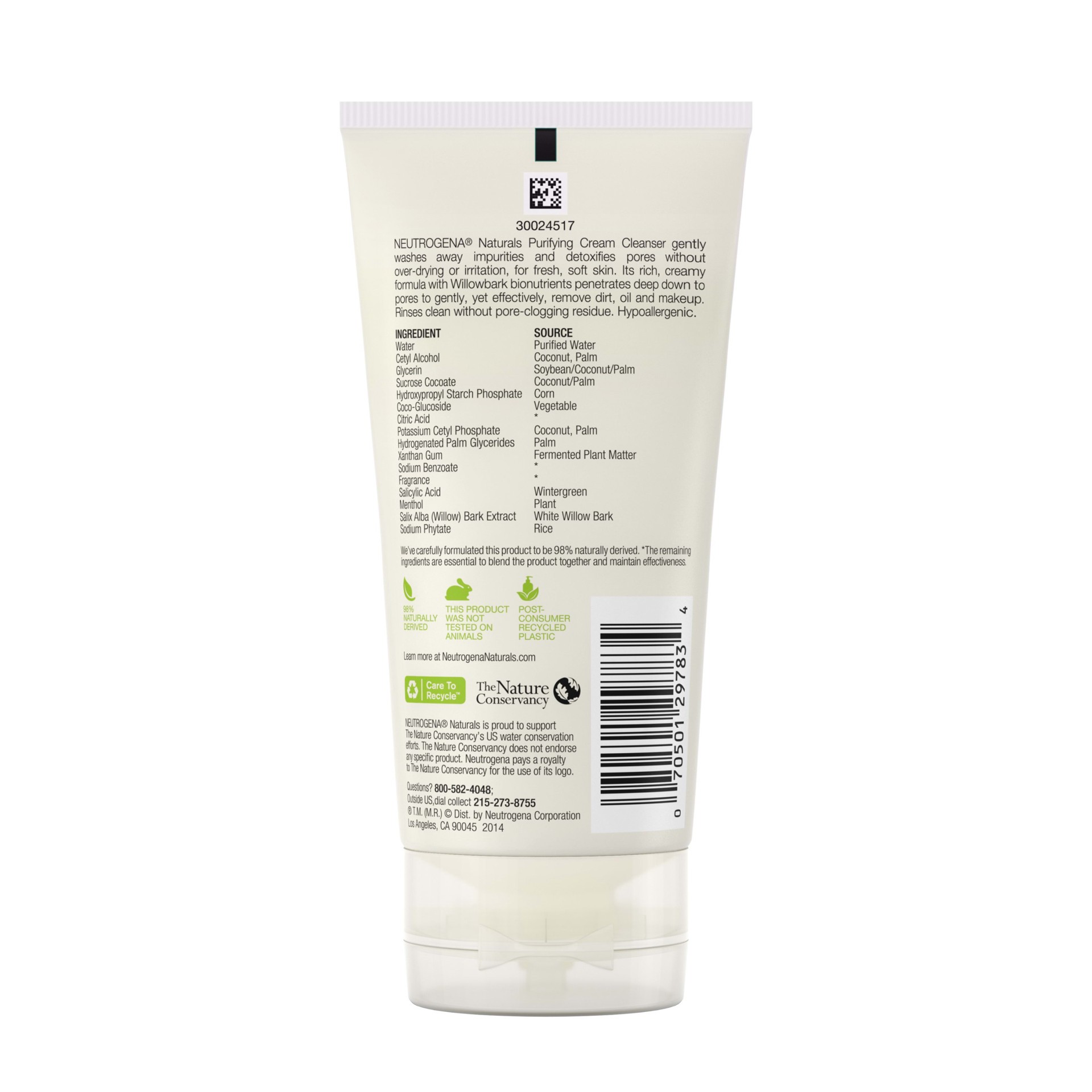 slide 5 of 5, NEUTROGENA Naturals Purifying Cream Cleanser, 5 Oz, 5 oz