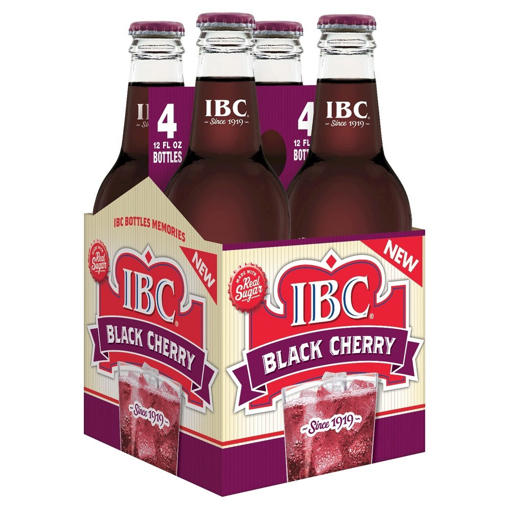 slide 2 of 2, IBC Black Cherry Made with Sugar Soda glass bottles - 4 ct; 12 fl oz, 4 ct; 12 fl oz