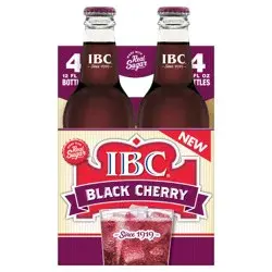 IBC Black Cherry Made with Sugar Soda glass bottles - 4 ct; 12 fl oz