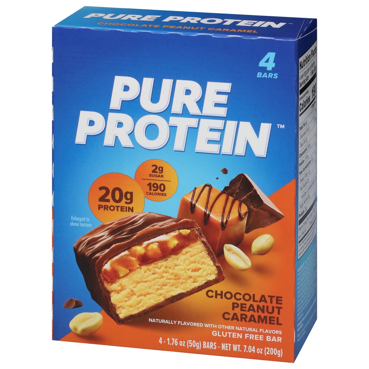 slide 6 of 16, Pure Protein Chocolate Peanut Caramel Protein Bars, 20g Protein, 1.76 oz, 4 Count, 4 ct