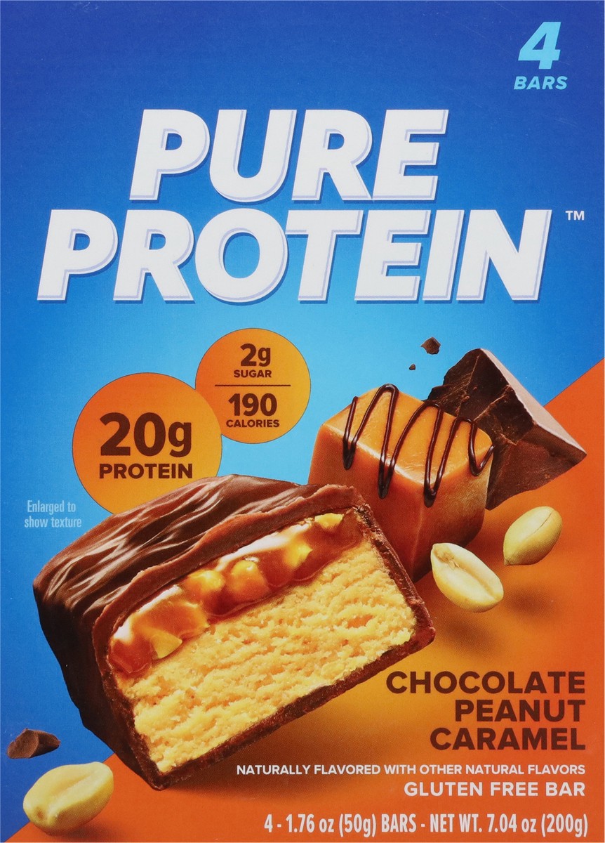 slide 2 of 16, Pure Protein Chocolate Peanut Caramel Protein Bars, 20g Protein, 1.76 oz, 4 Count, 4 ct