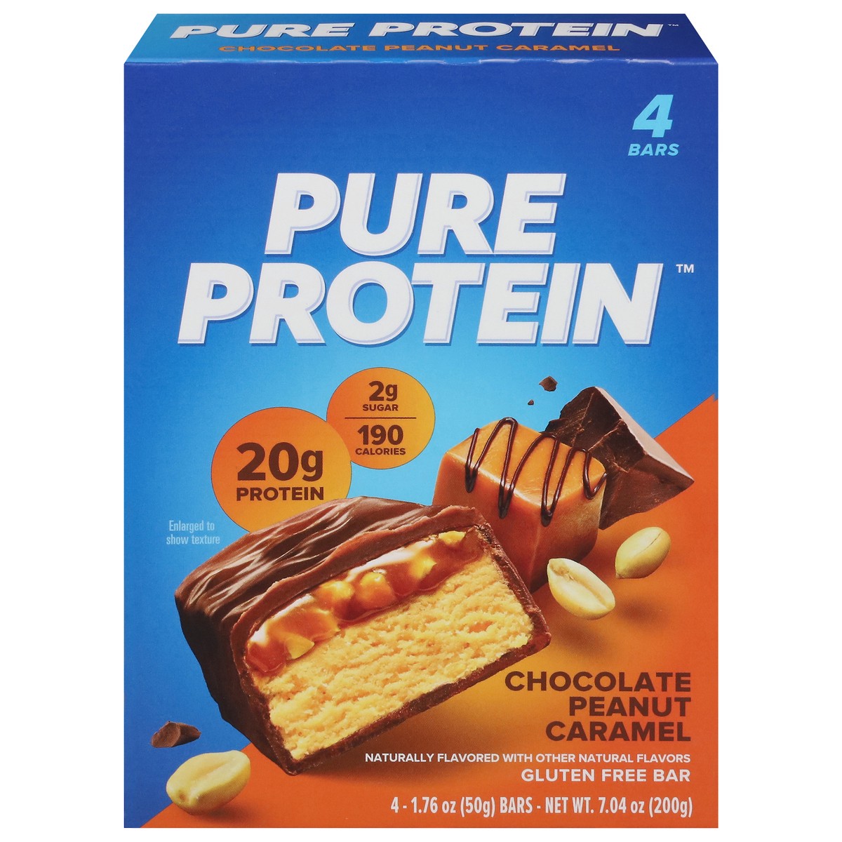 slide 3 of 16, Pure Protein Chocolate Peanut Caramel Protein Bars, 20g Protein, 1.76 oz, 4 Count, 4 ct