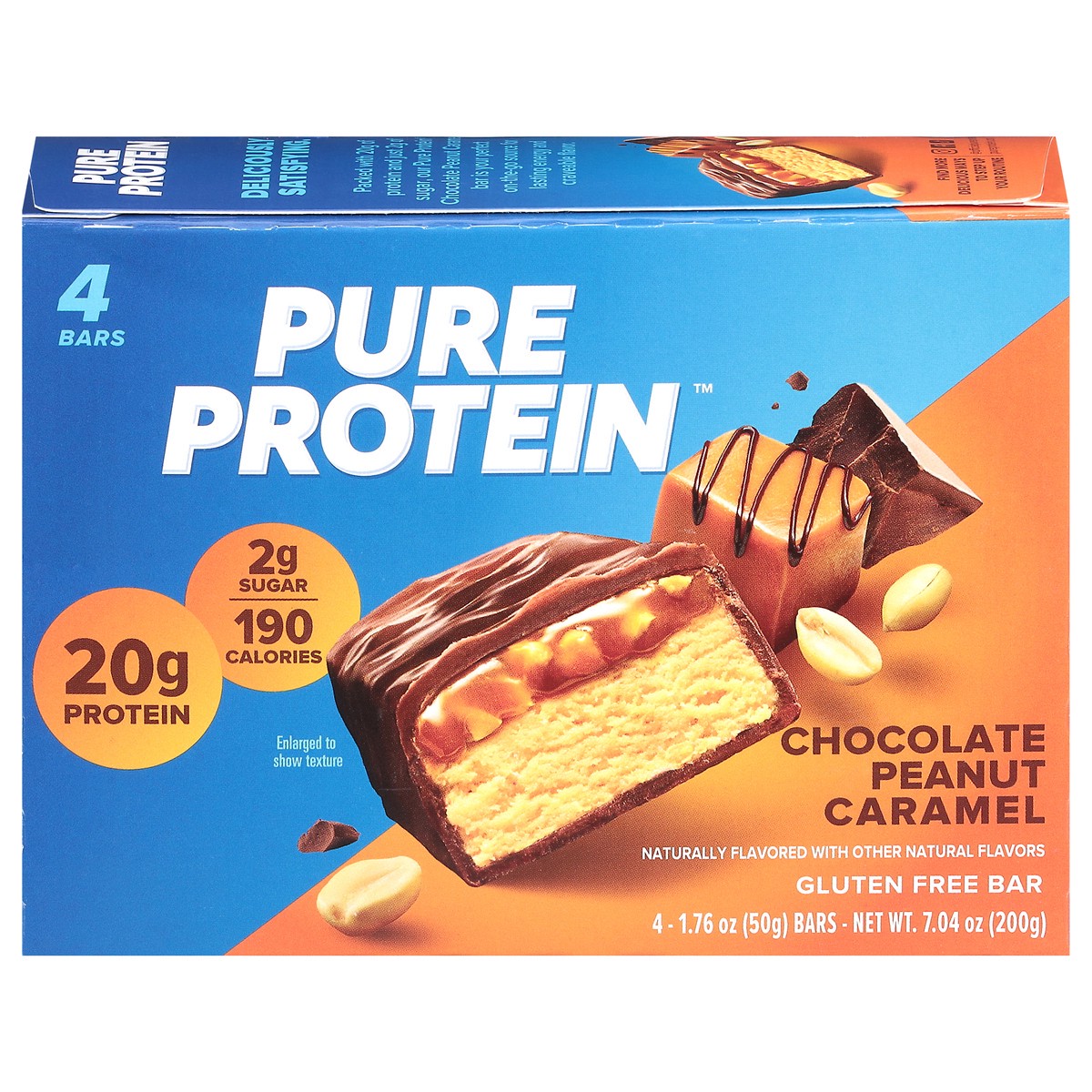 slide 12 of 16, Pure Protein Chocolate Peanut Caramel Protein Bars, 20g Protein, 1.76 oz, 4 Count, 4 ct