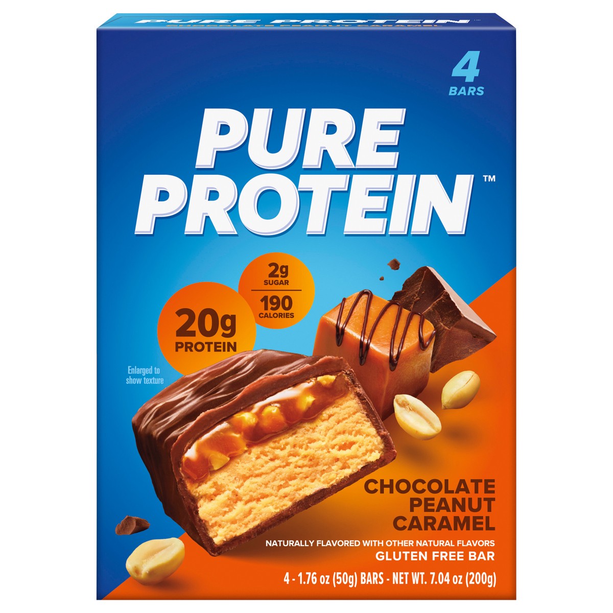 slide 1 of 16, Pure Protein Chocolate Peanut Caramel Protein Bars, 20g Protein, 1.76 oz, 4 Count, 4 ct