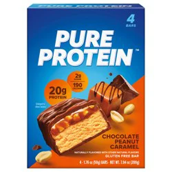 Pure Protein Chocolate Peanut Caramel Protein Bars, 20g Protein, 1.76 oz, 4 Count