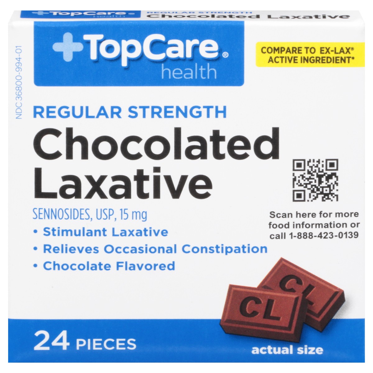 slide 1 of 15, Topcare Laxative Chocolated, 24 ct